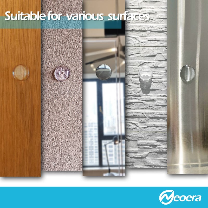 Neoera Door Stopper Wall Protector (Clear, 8pack)-Quiet, Shock Absorbent Gel - Adhesive Reusable Bumper Protector, Wall Shield & Silencer for Door Handle, Soft Rubber Round Door Stop 1.57 inch - Image 3